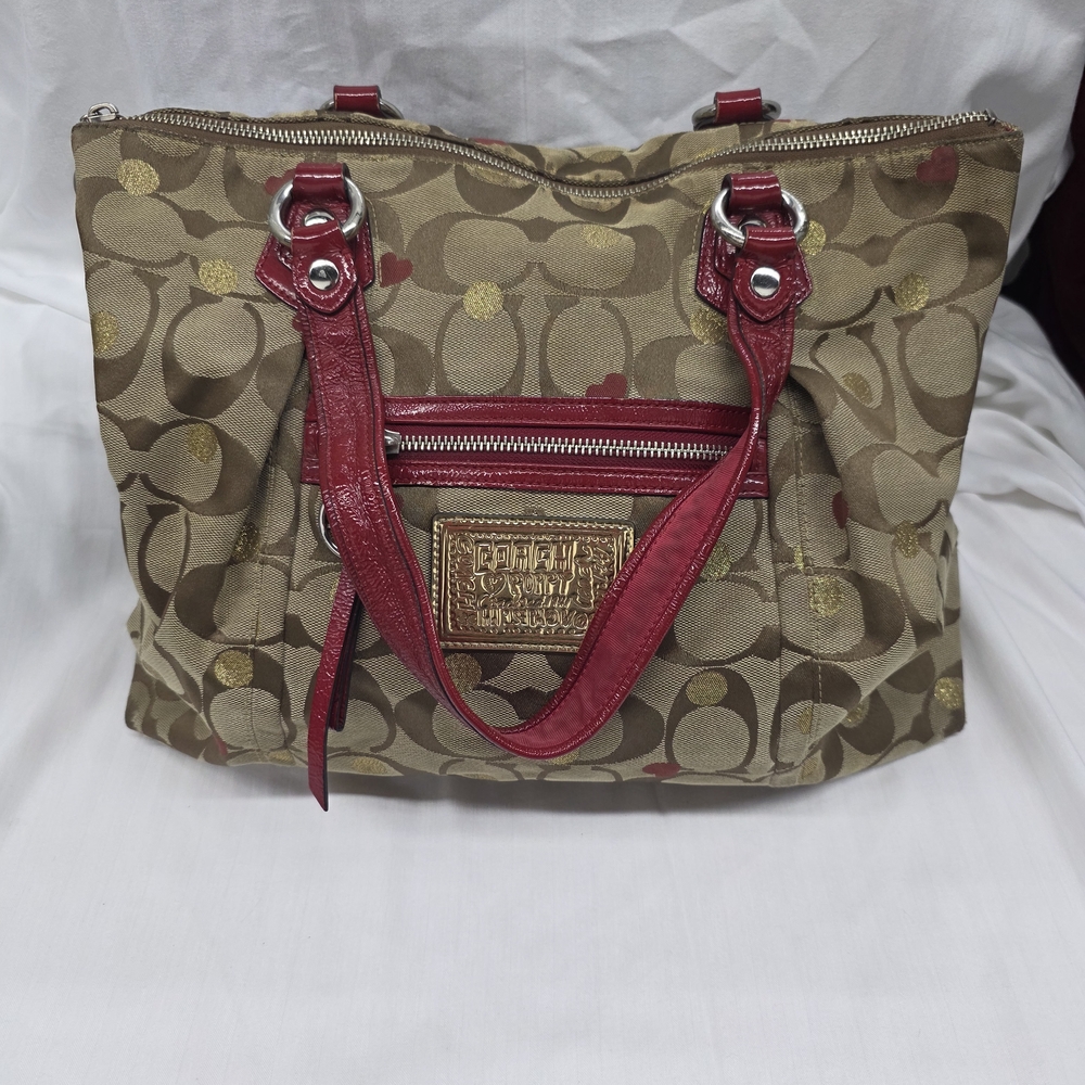 Stylish Tan and Red Women's Bag